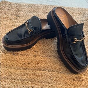 Sam Edelman Black Mules with Gold Buckle